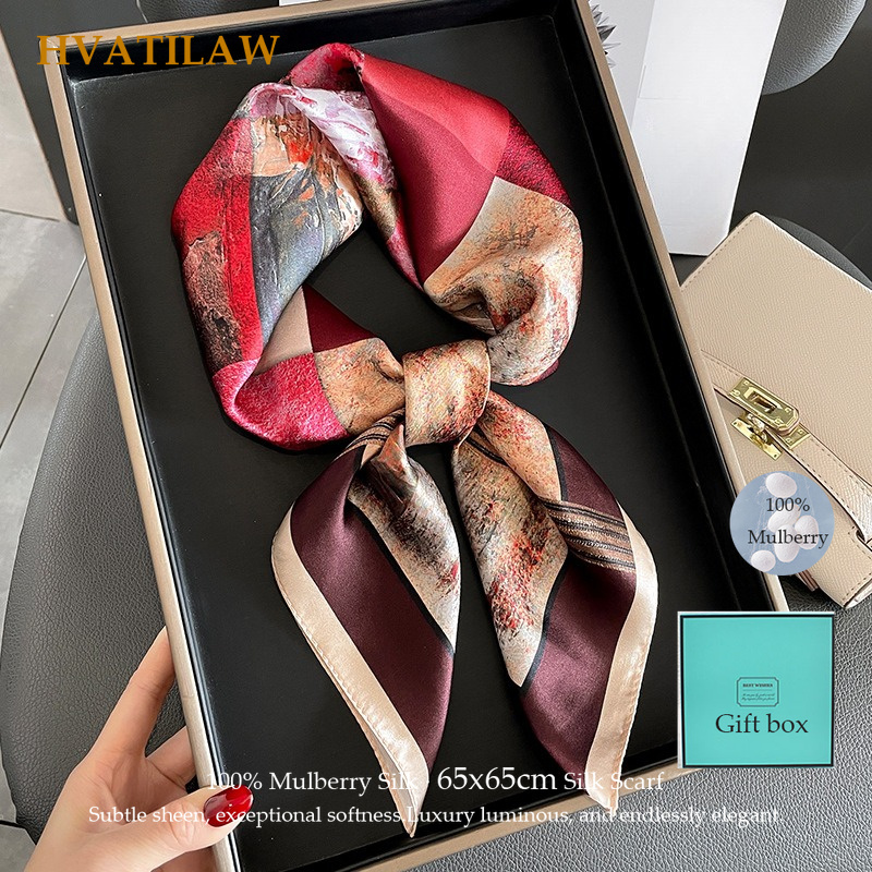 Wrist Wraps - 100% Real Silk Square Scarf Women