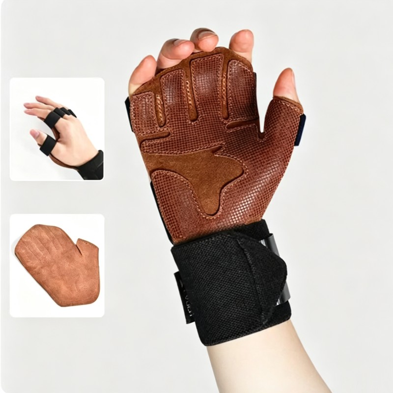 1 Pair Cowhide Weight Lifting  - Weightlifting Gloves 评论和价格